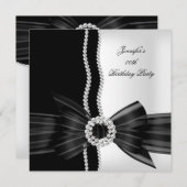 Birthday Black White Pearl Diamond Afbeelding Kaart (Voorkant / Achterkant)
