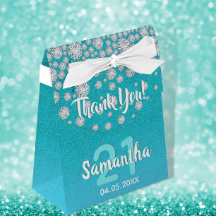 Birthday blauwgroen blauwe groene diamanten glitte bedankdoosjes