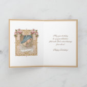 Birthday Blessed Maagd Mary Pink rozen Kaart (Binnen)