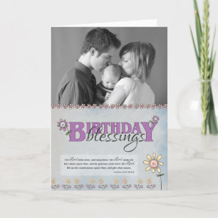 Birthday Blessings bloemen & bijbelfoto Kaart