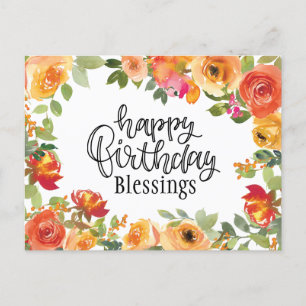 Birthday Blessings Numbers 6:24-26 Floral Garden Briefkaart