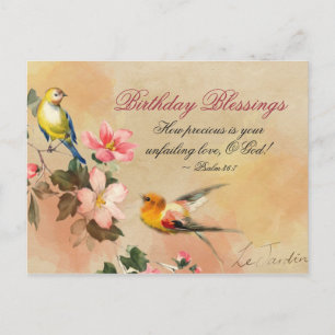 Birthday Blessings Psalm 36:7 Bijbelse vogels Briefkaart