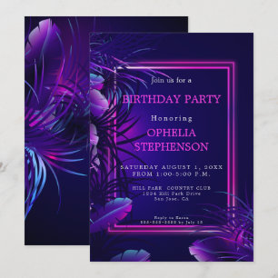 Birthday Bloed tropische neondag Kaart