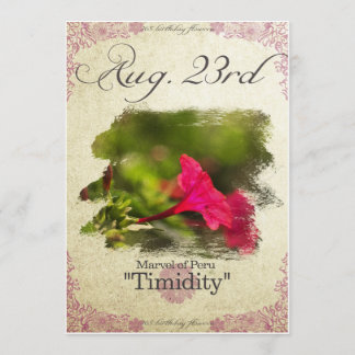 Birthday bloemen op 23 augustus "Marvel of Peru" Kaart