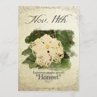 Birthday bloemen op nov.11th"Japanse slangengourd" Kaart