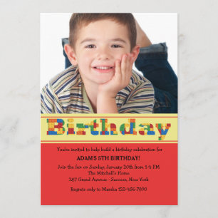Birthday Blokken Fotouitnodiging Kaart