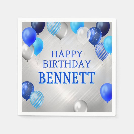 Birthday Blue-ballonnen Servet (Voorkant)