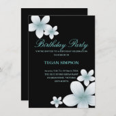 Birthday Blue & Black Frangipani Kaart (Voorkant / Achterkant)