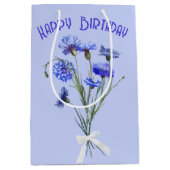 Birthday Blue Cornflower Bouquet Medium Cadeauzakje (Voorkant)