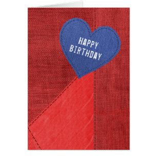 Birthday Blue Denim Heart