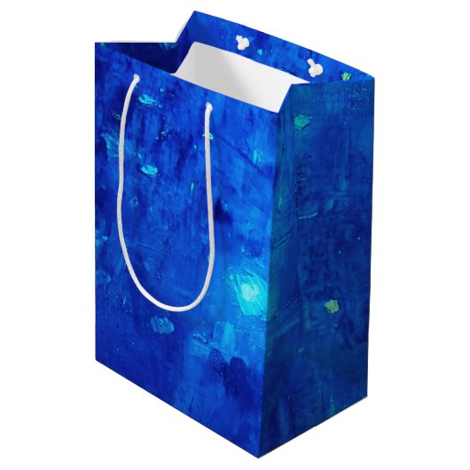 Birthday Blue Neon Buitenspatie Medium Cadeauzakje (Achterkant Gekanteld)