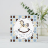 Birthday Blue Rocking Horse Kaart (Staand voorkant)