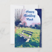 Birthday Blue Waterverf Garden Bench voor hem (Voorkant)
