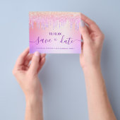 Birthday blush paarse glitter budget behalve datum flyer (Hand)