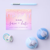 Birthday blush paarse glitter budget behalve datum flyer (Enkel)