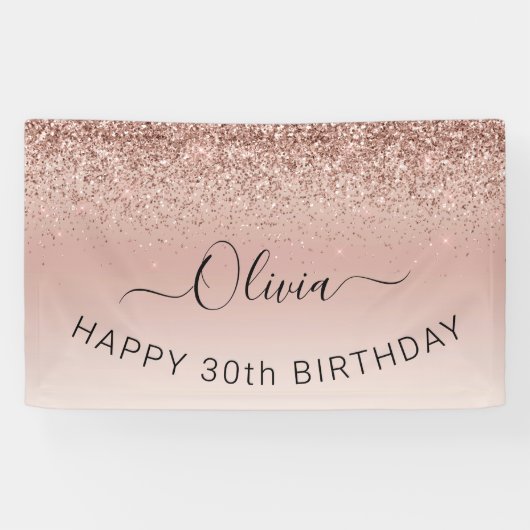 Birthday Blush Pink Rose Gold Glitter Girly Spandoek (Horizontaal)