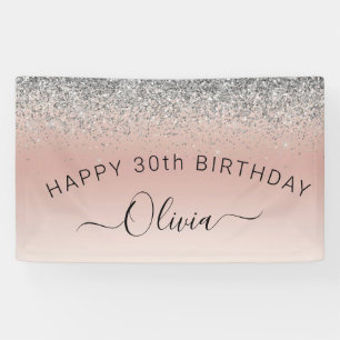 Birthday Blush Pink Rose Gold Silver Glitter Girly Spandoek