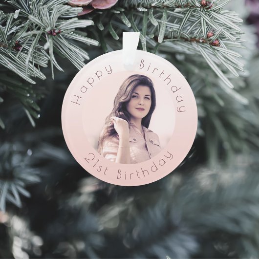 Birthday blush roos goudfoto ornament