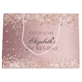 Birthday blush roze glitter stofmonogram groot cadeauzakje (Voorkant)