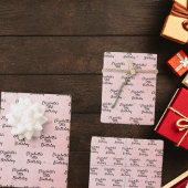 Birthday blush roze goudnaamscript inpakpapier vel