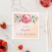 Birthday blush roze roze roze goudglitterfloralen servet (Insitu)