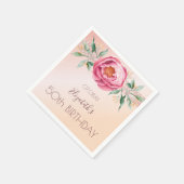Birthday blush roze roze roze goudglitterfloralen servet (Hoek)