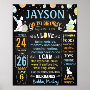 Birthday board bij de jacht op paaseieren poster