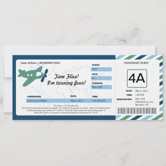 Birthday Boarding Pass Ticket Kaart (Voorkant)