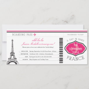 Birthday Boarding Pass to Paris Kaart