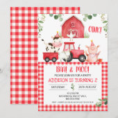 Birthday Boerderij Red Pset Barn Tractor Kaart (Voorkant / Achterkant)
