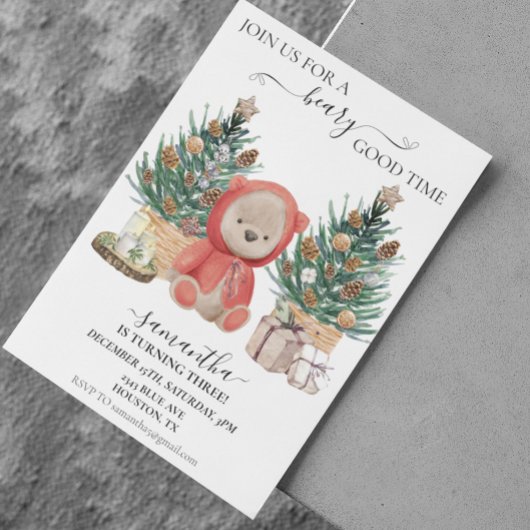 Birthday Boho Teddy Bear Kerstmis Kaart