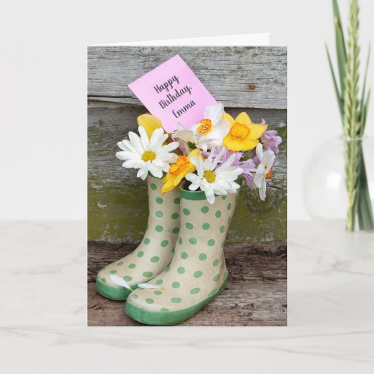 Birthday Boot Bouquet Kaart (Voorkant)