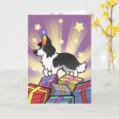 Birthday Border Collie Kaart (Gele Bloem)