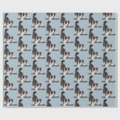 Birthday Border Collie op Blue Cadeaupapier (Vlak)