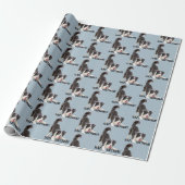 Birthday Border Collie op Blue Cadeaupapier (Uitgerold)