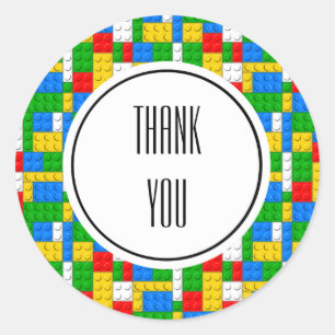 Birthday bouwstenen ronde sticker