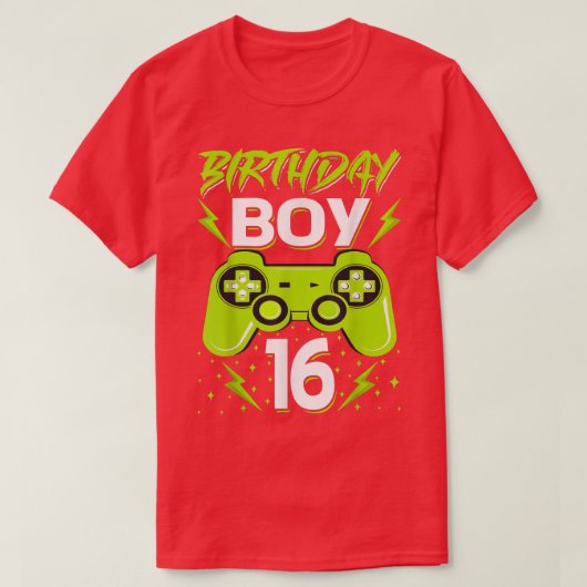 Birthday Boy 16 Video Game Controller Gamer 16th B T-shirt (Design voorkant)