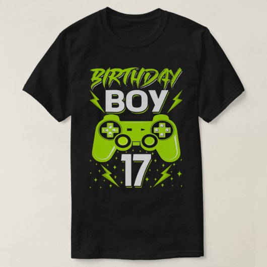Birthday Boy 17 Video Game Controller Gamer 17th B T-shirt (Design voorkant)