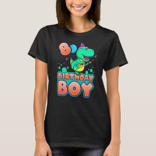 Birthday Boy 8-jarige dinosaurus met gitaar T-shirt