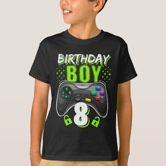 Birthday Boy 8 Video Game Controller Gamer 8th Bir T-shirt (Voorkant)