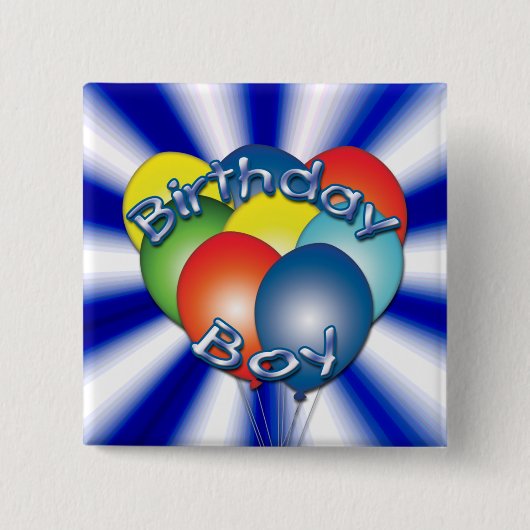 Birthday Boy Balloons Button (Voorkant)
