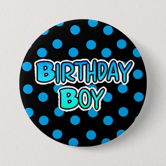 Birthday Boy Blue en Black Button (Voorkant)