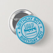 Birthday Boy-blue rubberstempel effect- Ronde Button 5,7 Cm (Voorkant /achterkant)