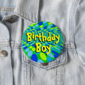 Birthday Boy Cool Button Pin (In situ)