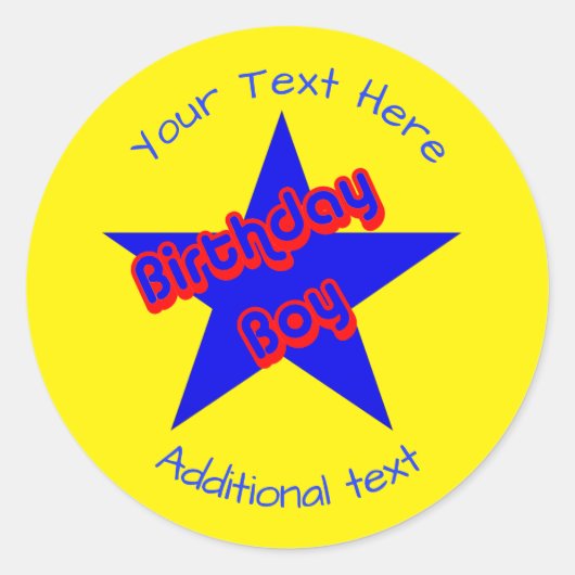 Birthday Boy Cute Personalized Ronde Sticker (Voorkant)