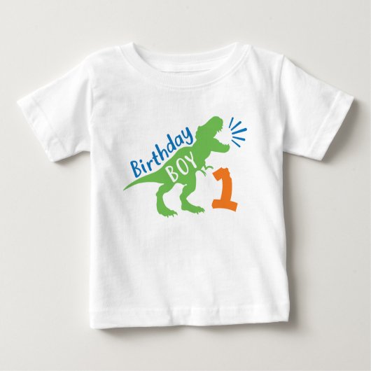 Birthday Boy Dinosaur Theme 1st Birthday Shirt (Voorkant)