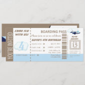 Birthday Boy Flight Ticket nodigt  uit Kaart (Voorkant / Achterkant)