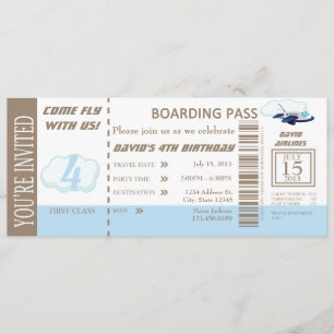 Birthday Boy Flight Ticket nodigt  uit Kaart