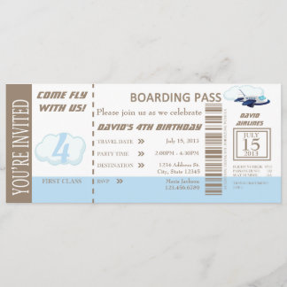 Birthday Boy Flight Ticket nodigt uit Kaart