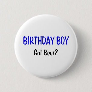 Birthday Boy heeft Beer Blue Ronde Button 5,7 Cm